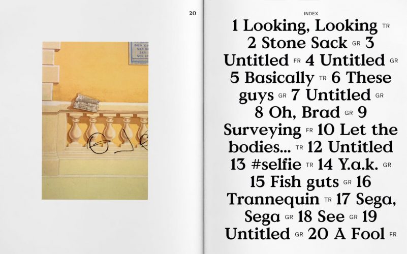 table of contents for an art book