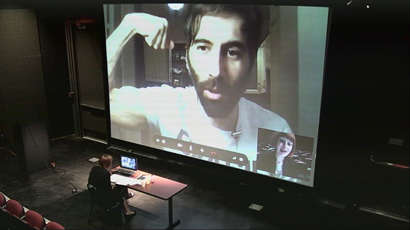 A video chat between a man and a woman.